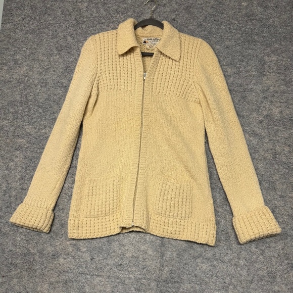 Irish Cottage Shop Cream Wool Cardigan Handloomed Aran Zip Up 100% Wool - Picture 9 of 12